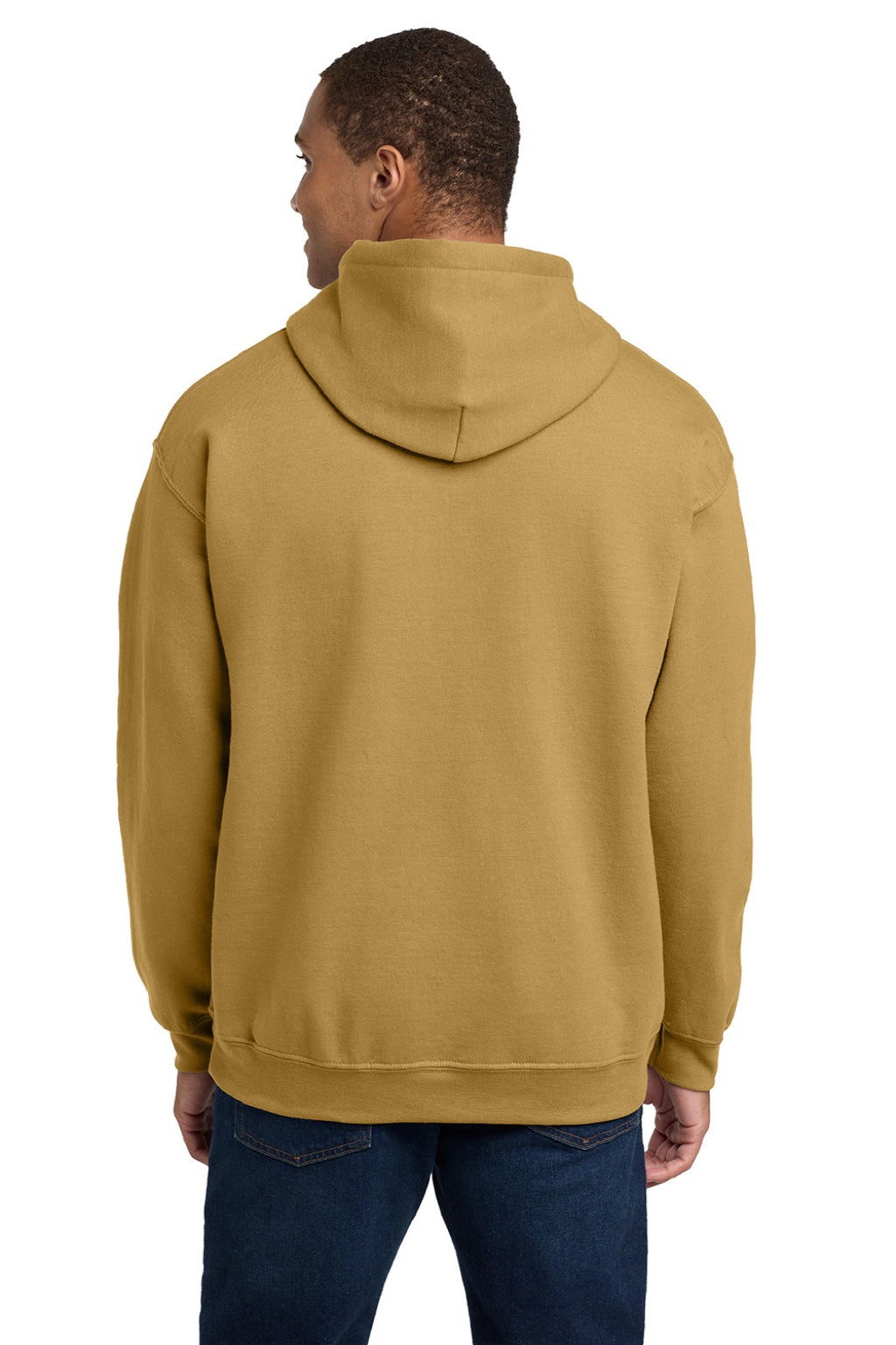 Gildan 18500 Mens Pill Resistant Hooded Sweatshirt Hoodie w/ Pouch Pocket Old Gold Model Back