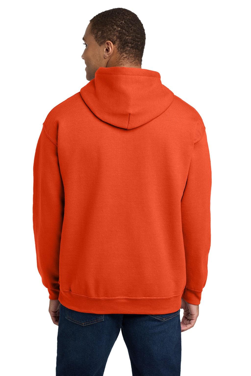 Gildan 18500 Mens Pill Resistant Hooded Sweatshirt Hoodie w/ Pouch Pocket Orange Model Back