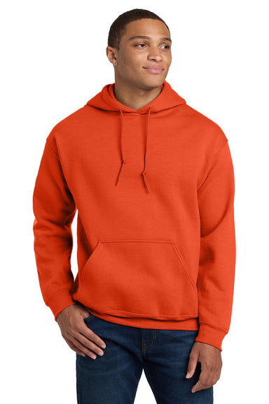 Gildan 18500 Mens Pill Resistant Hooded Sweatshirt Hoodie w/ Pouch Pocket Orange Model Front