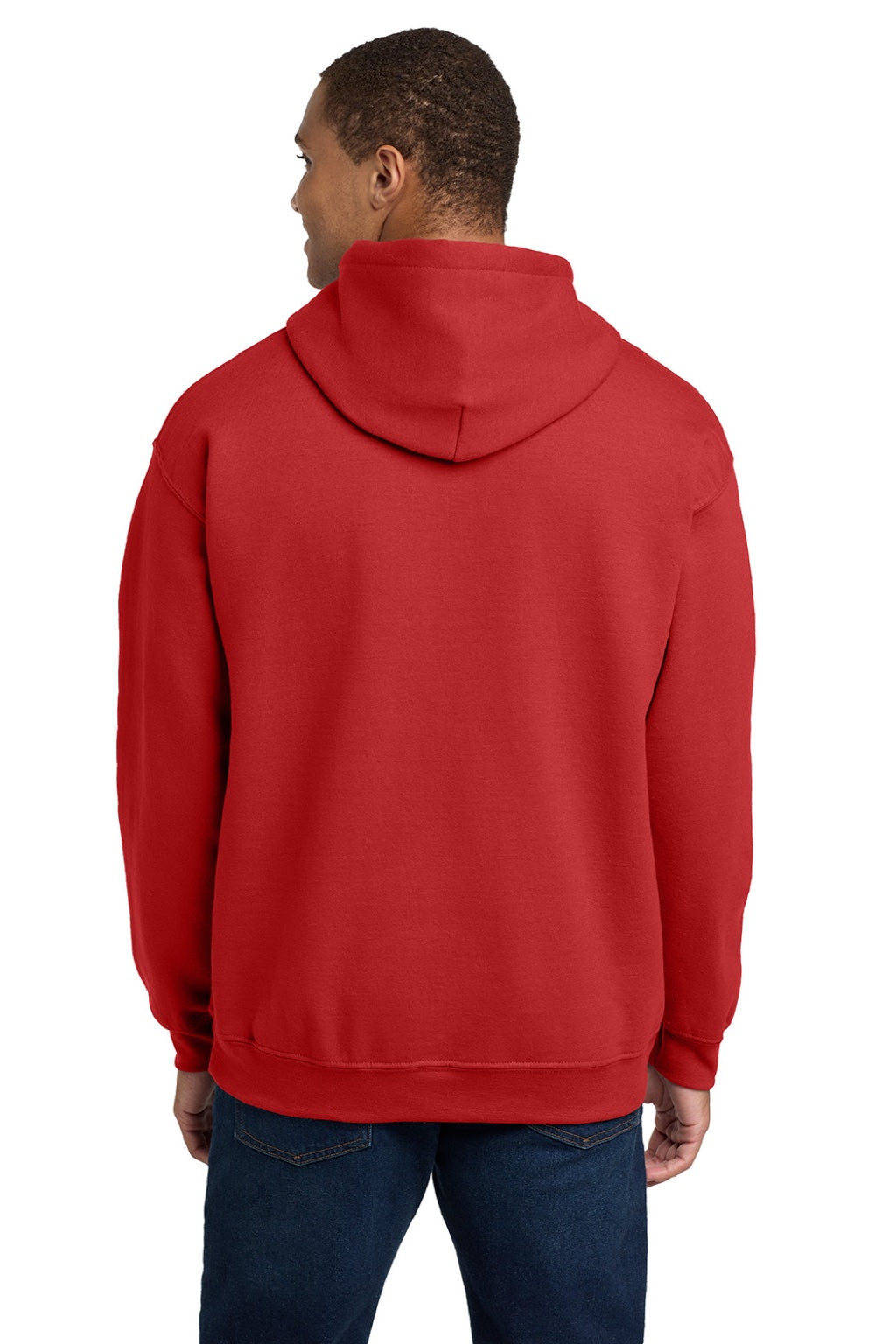 Gildan 18500 Mens Pill Resistant Hooded Sweatshirt Hoodie w/ Pouch Pocket Red Model Back