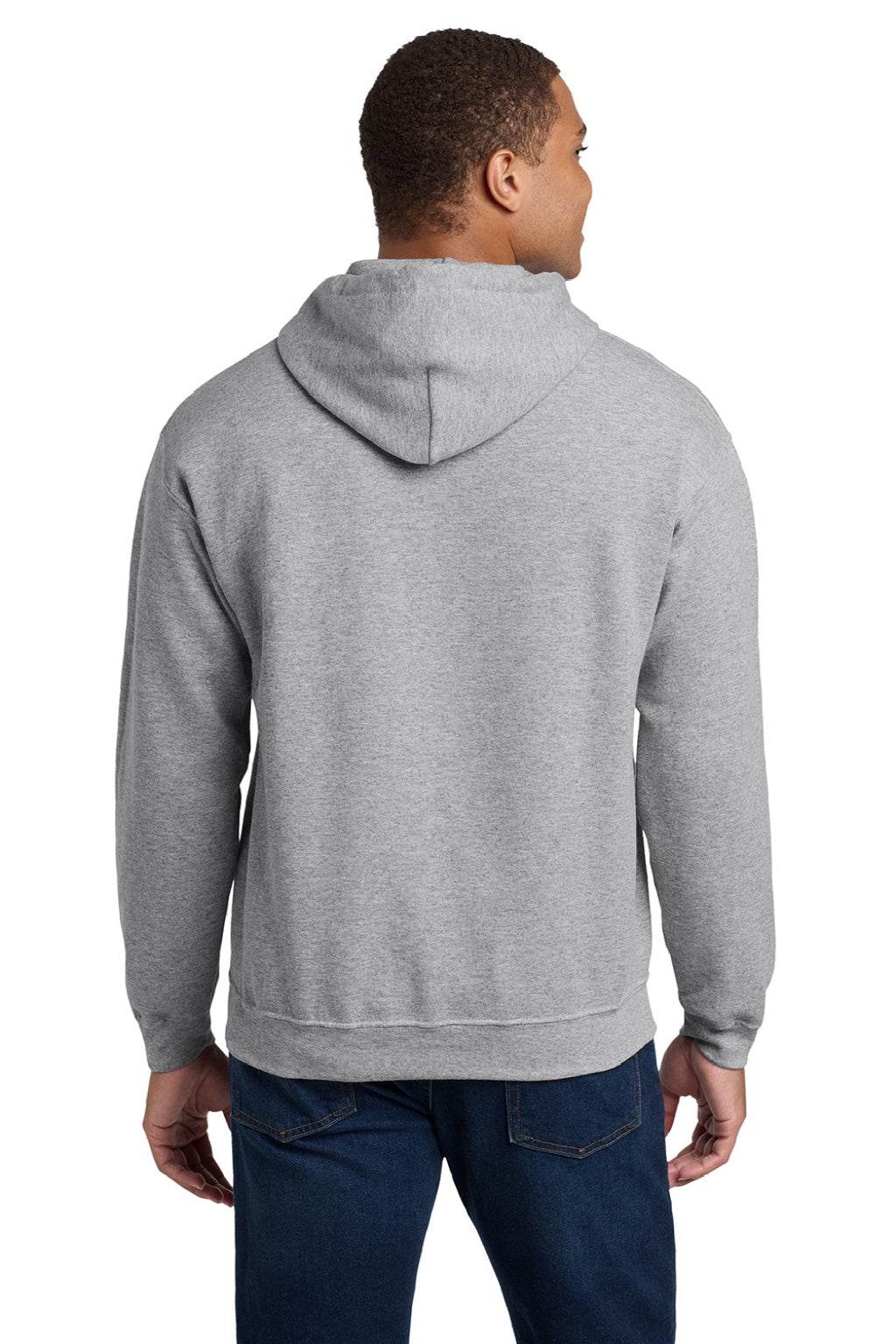 Gildan 18500 Mens Pill Resistant Hooded Sweatshirt Hoodie w/ Pouch Pocket Sport Grey Model Back