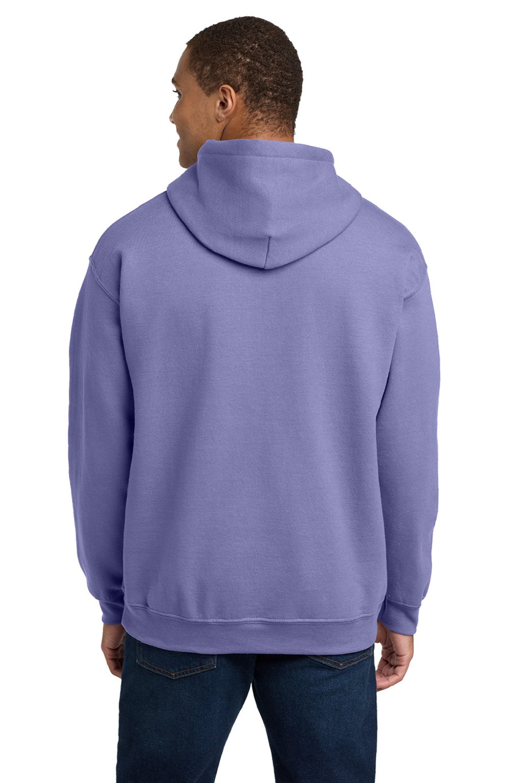 Gildan 18500 Mens Pill Resistant Hooded Sweatshirt Hoodie w/ Pouch Pocket Violet Purple Model Back