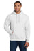 Gildan 18500 Mens Pill Resistant Hooded Sweatshirt Hoodie w/ Pouch Pocket White Model Front