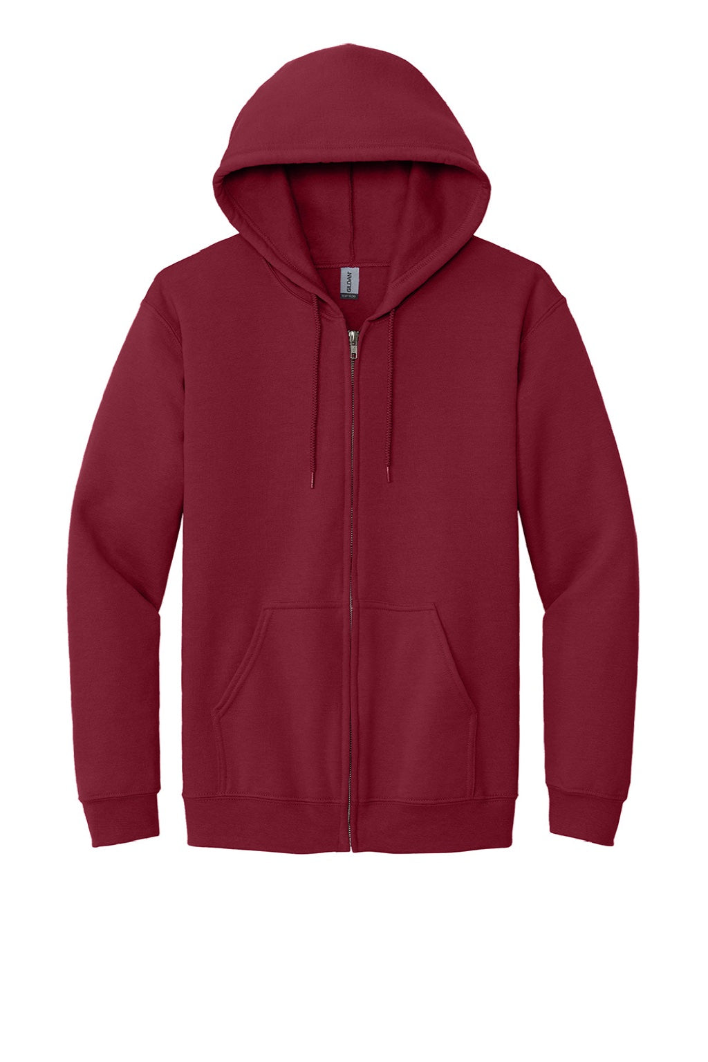 Gildan 18600 Mens Pill Resistant Full Zip Hooded Sweatshirt Hoodie w/ Pockets Cardinal Red Flat Front