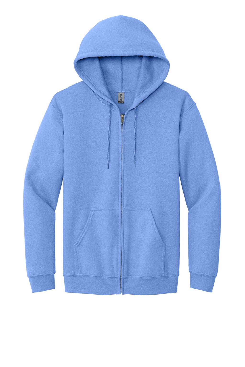 Gildan 18600 Mens Pill Resistant Full Zip Hooded Sweatshirt Hoodie w/ Pockets Carolina Blue Flat Front