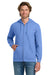 Gildan 18600 Mens Pill Resistant Full Zip Hooded Sweatshirt Hoodie w/ Pockets Carolina Blue Model Front