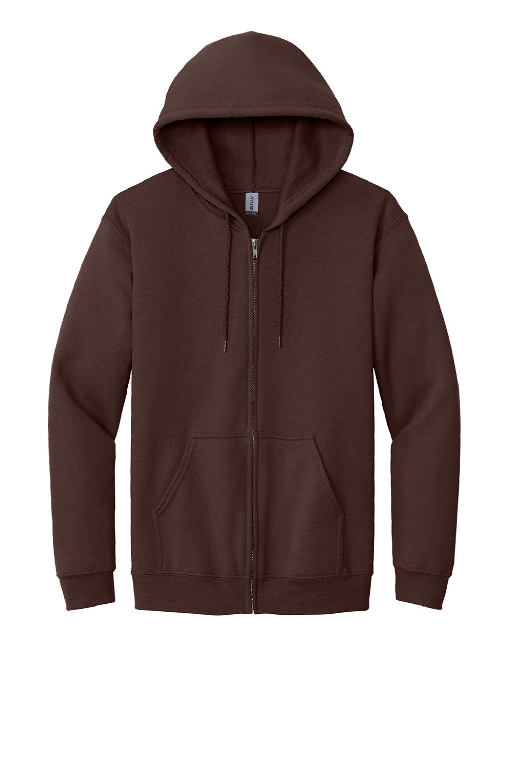 Gildan 18600 Mens Pill Resistant Full Zip Hooded Sweatshirt Hoodie w/ Pockets Dark Chocolate Brown Flat Front