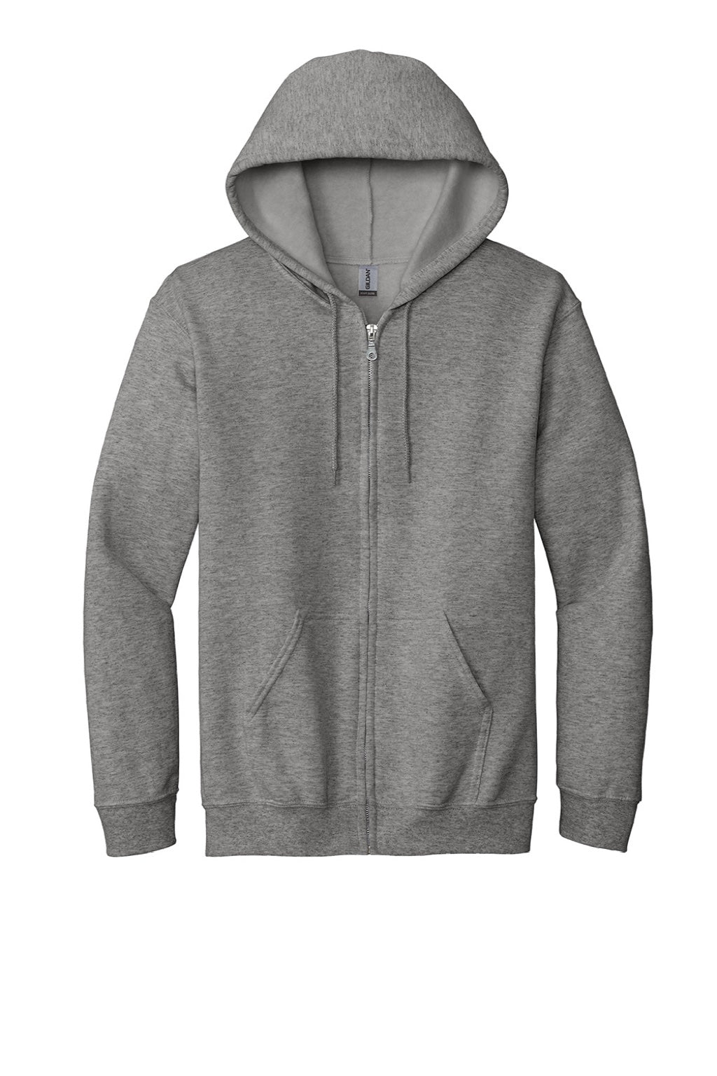 Gildan 18600 Mens Pill Resistant Full Zip Hooded Sweatshirt Hoodie w/ Pockets Heather Graphite Grey Flat Front