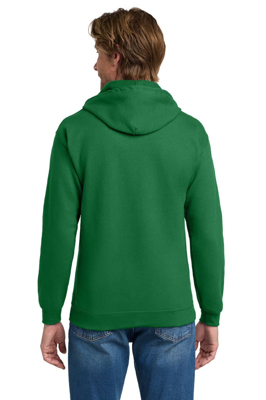 Gildan 18600 Mens Pill Resistant Full Zip Hooded Sweatshirt Hoodie w/ Pockets Irish Green Model Back