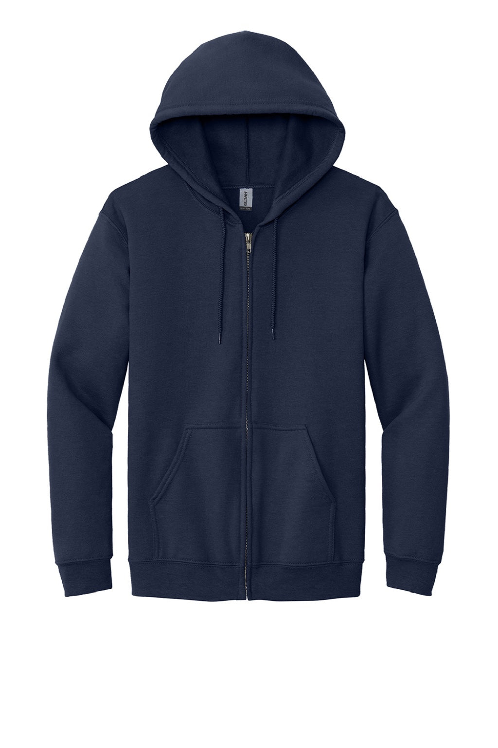 Gildan 18600 Mens Pill Resistant Full Zip Hooded Sweatshirt Hoodie w/ Pockets Navy Blue Flat Front