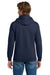Gildan 18600 Mens Pill Resistant Full Zip Hooded Sweatshirt Hoodie w/ Pockets Navy Blue Model Back