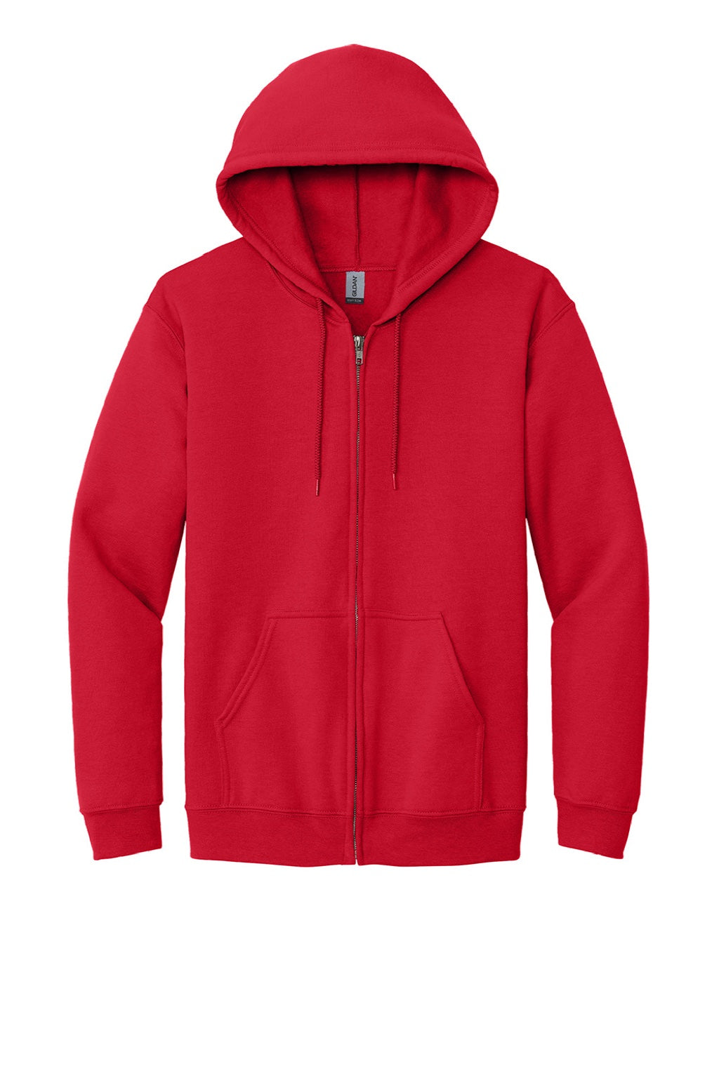 Gildan 18600 Mens Pill Resistant Full Zip Hooded Sweatshirt Hoodie w/ Pockets Red Flat Front