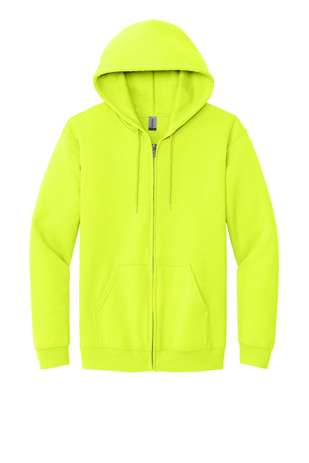 Gildan 18600 Mens Pill Resistant Full Zip Hooded Sweatshirt Hoodie w/ Pockets Safety Green Flat Front