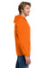 Gildan 18600 Mens Pill Resistant Full Zip Hooded Sweatshirt Hoodie w/ Pockets Safety Orange Model Side