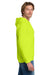 Gildan 18600 Mens Pill Resistant Full Zip Hooded Sweatshirt Hoodie w/ Pockets Safety Green Model Side