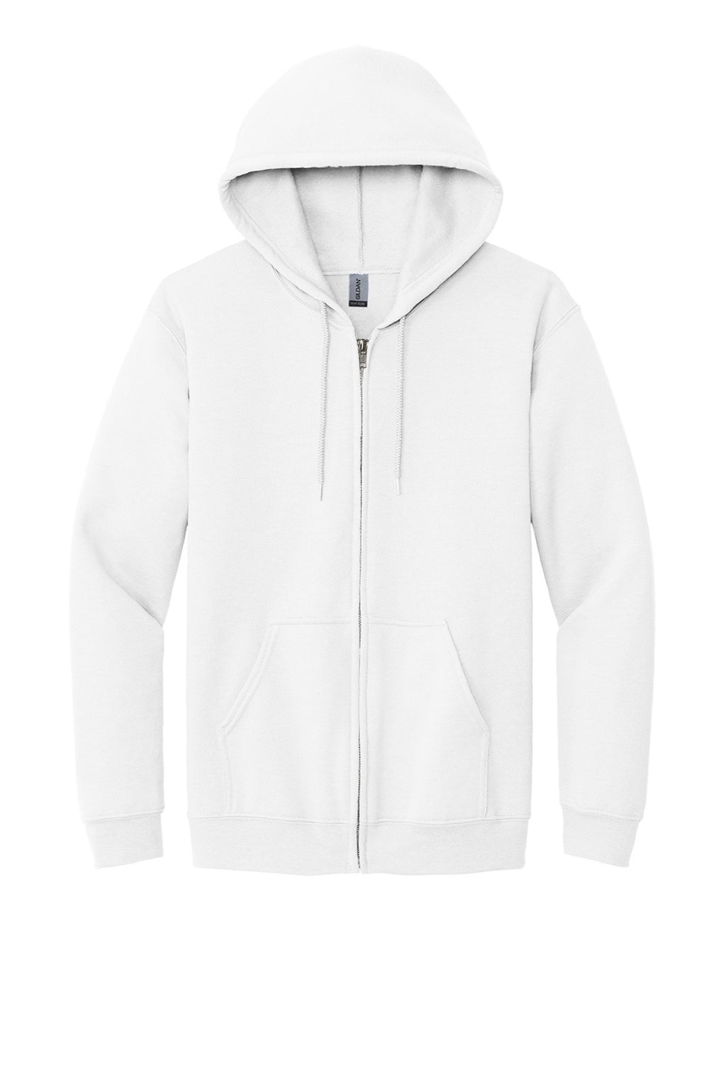 Gildan 18600 Mens Pill Resistant Full Zip Hooded Sweatshirt Hoodie w/ Pockets White Flat Front