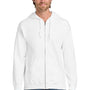 Gildan Mens Pill Resistant Full Zip Hooded Sweatshirt Hoodie w/ Pockets - White