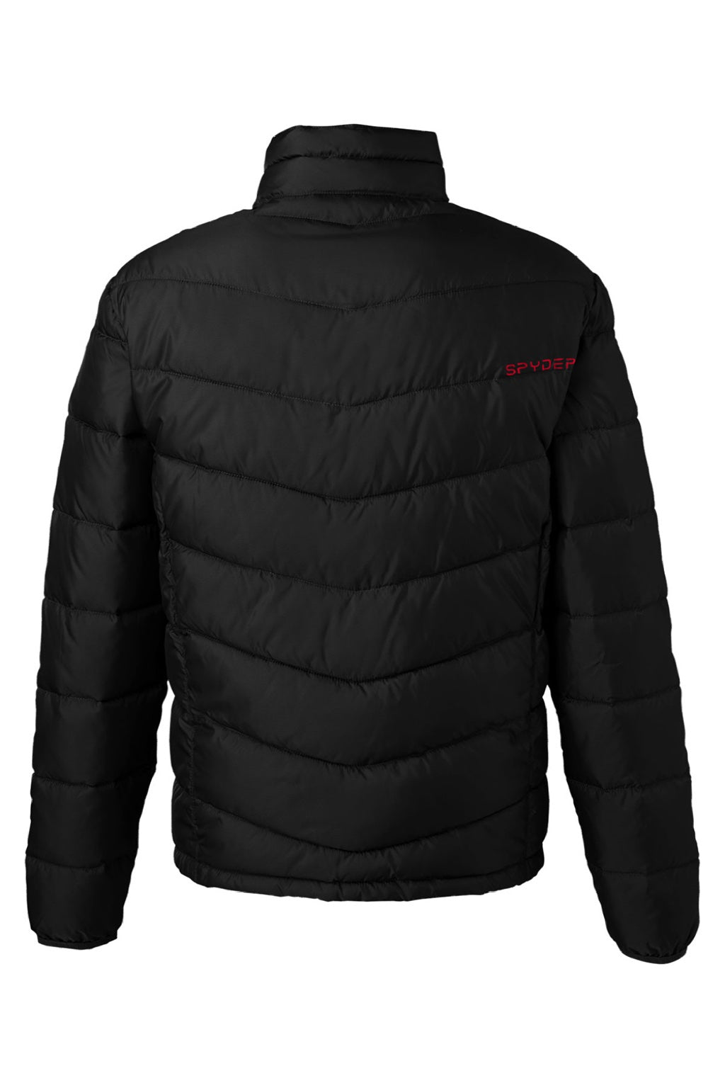 Spyder 187333 Mens Pelmo Puffer Full Zip Jacket Black/Red Flat Back