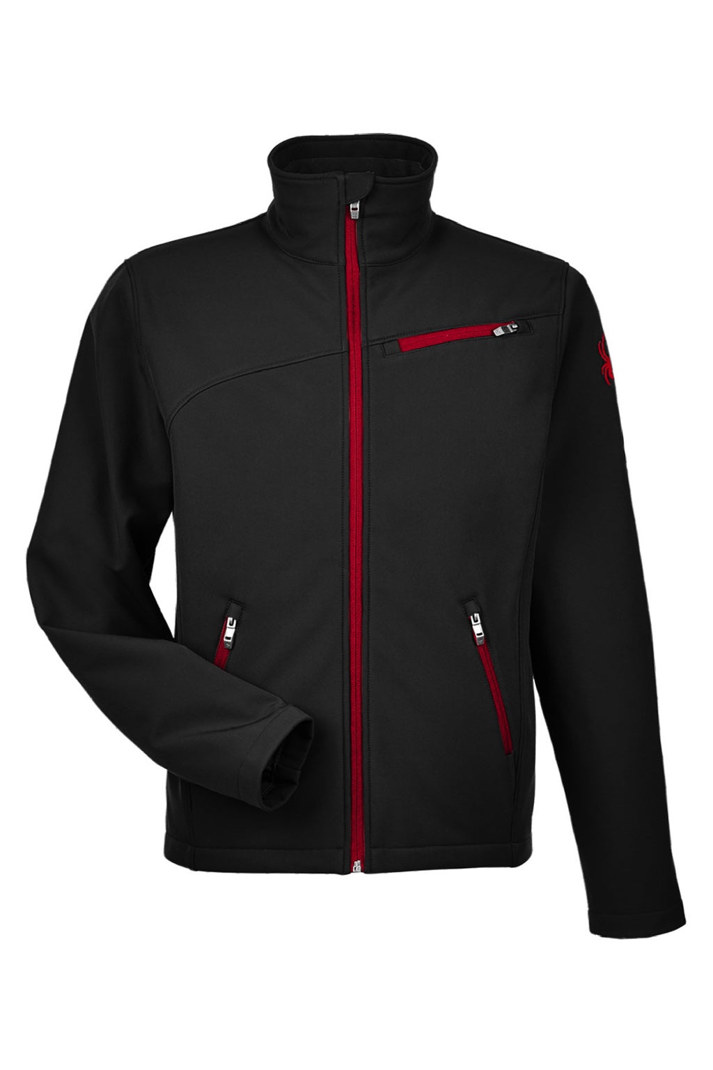 Spyder 187334 Mens Transport Full Zip Jacket Black/Red Flat Front