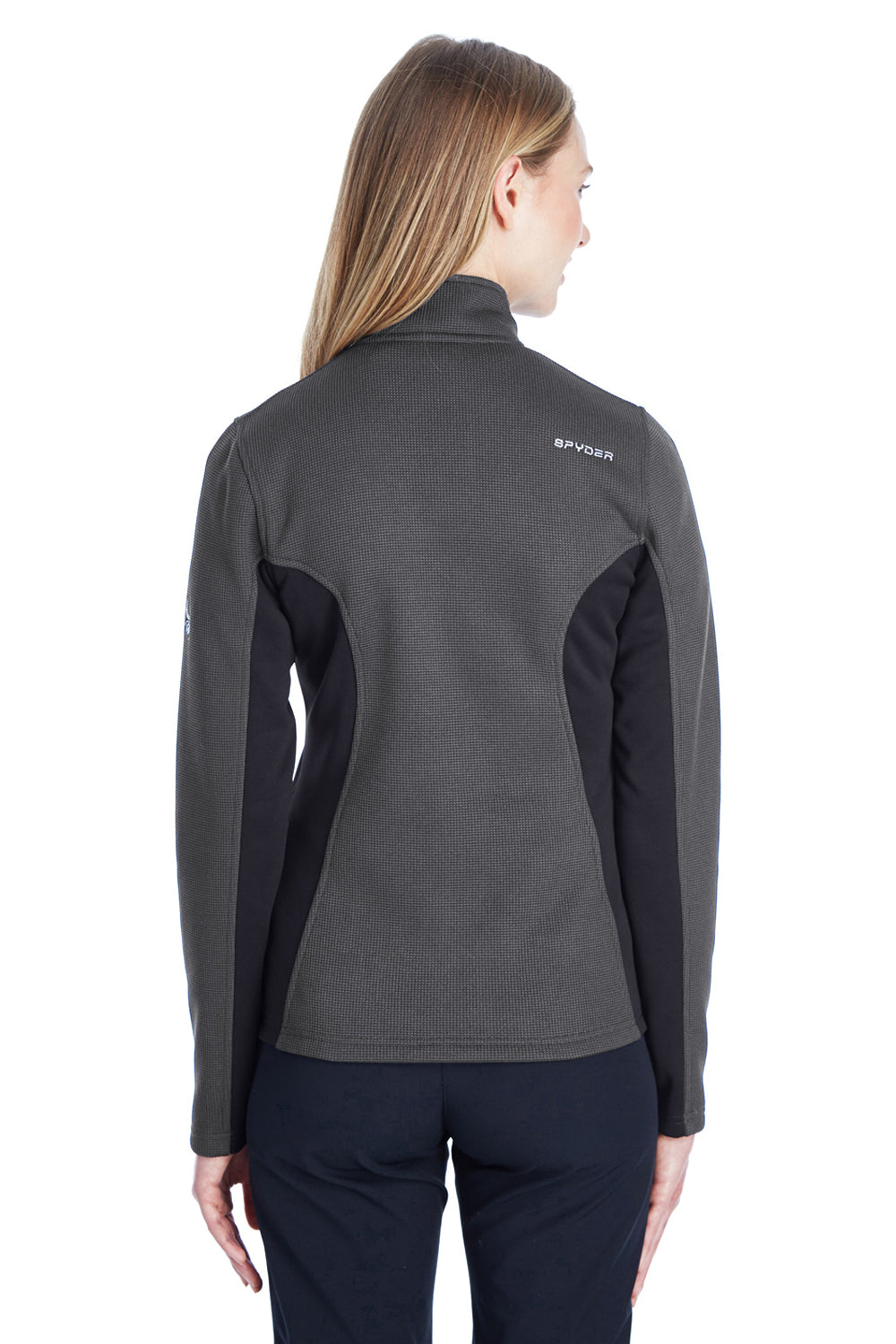 Spyder 187335 Womens Constant Full Zip Sweater Fleece Jacket Polar Grey/Black Model Back