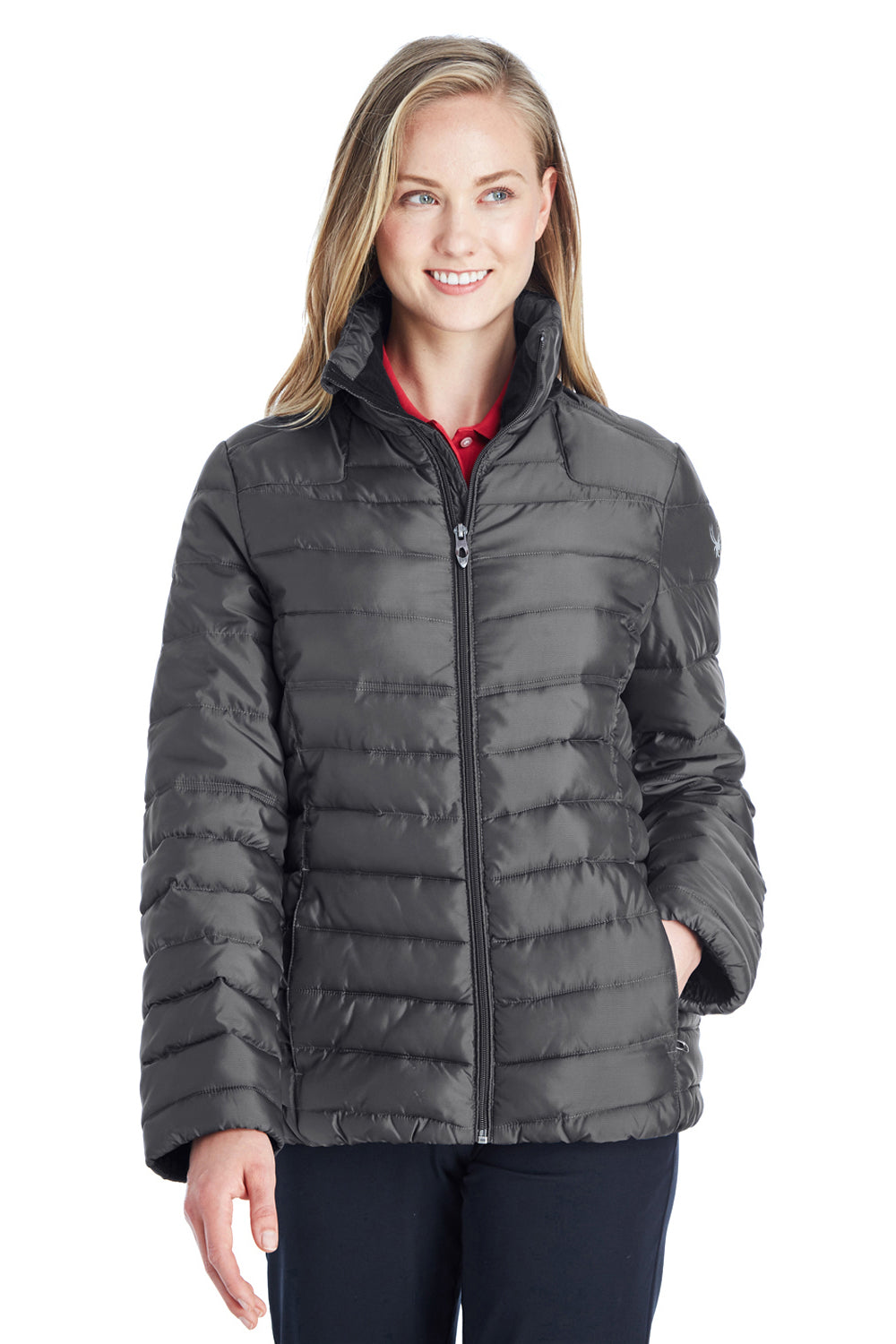 Spyder 187336 Womens Supreme Puffer Full Zip Jacket Polar Grey Model Front