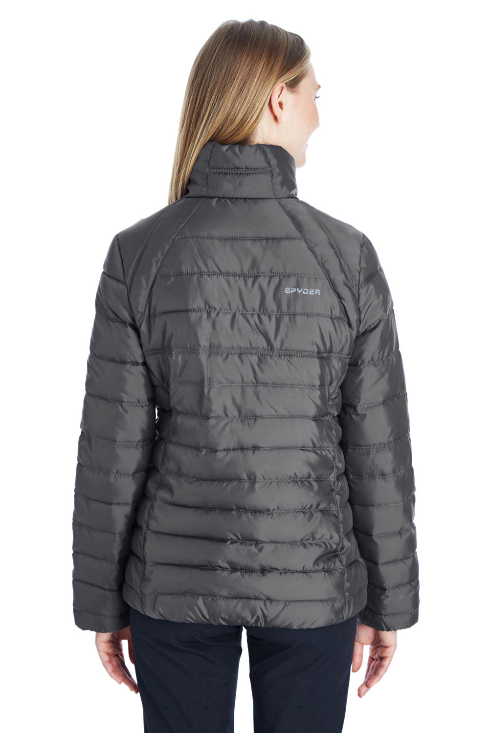Spyder 187336 Womens Supreme Puffer Full Zip Jacket Polar Grey Model Back