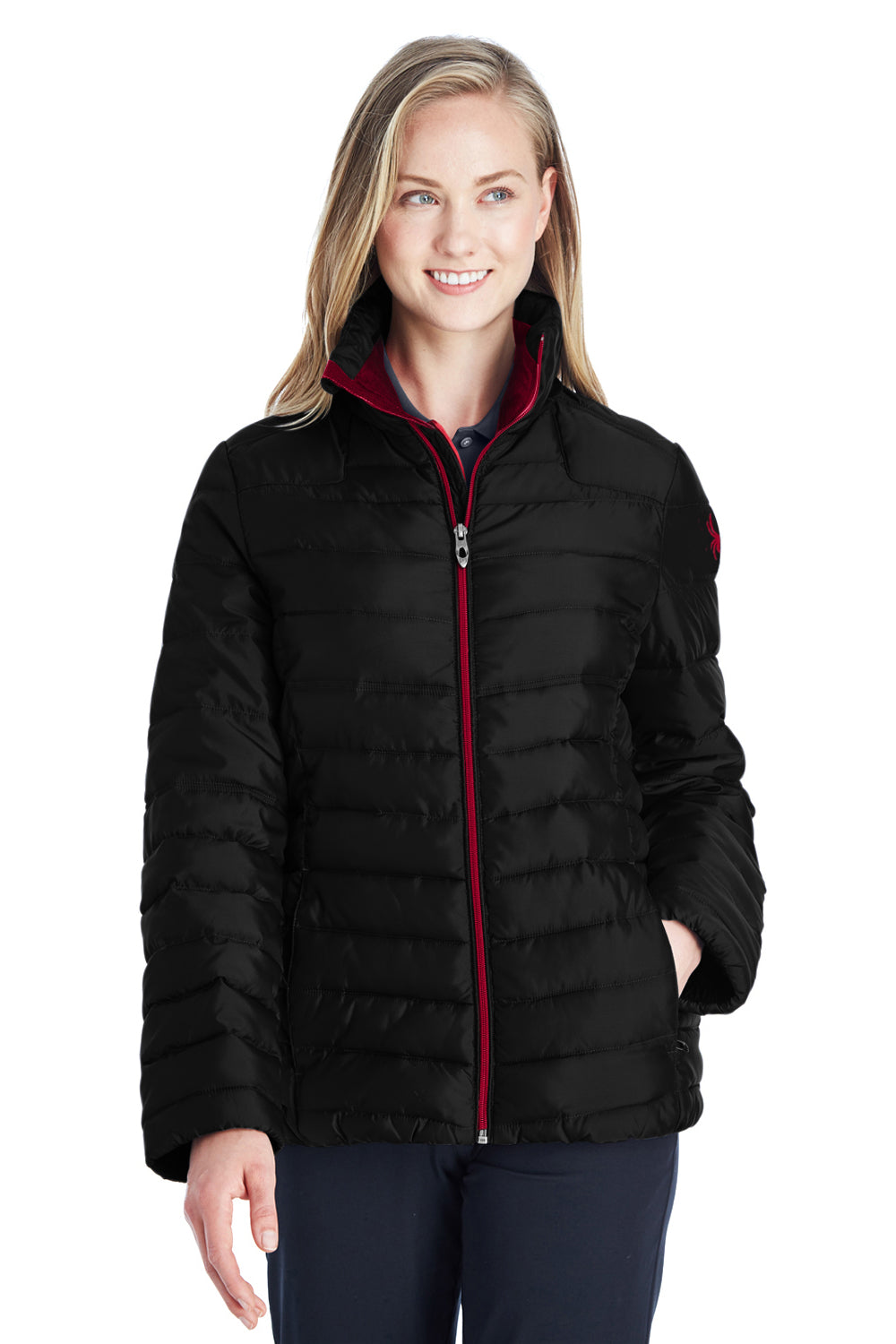 Spyder 187336 Womens Supreme Puffer Full Zip Jacket Black Model Front