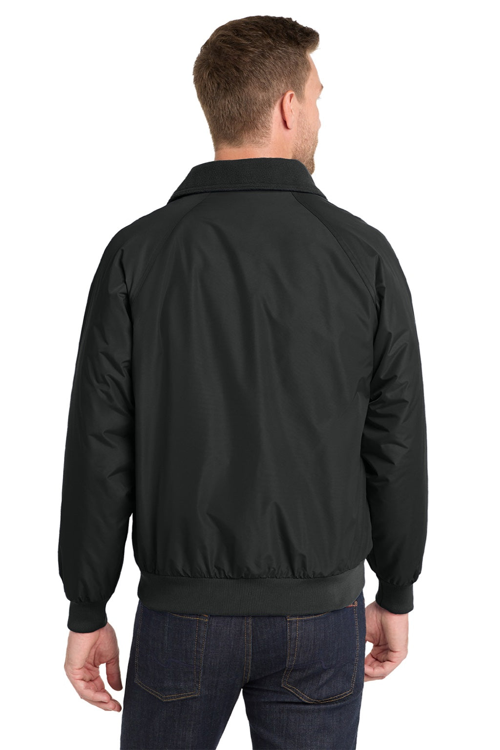 Port Authority J754/TLJ754 Mens Challenger Wind & Water Resistant Full Zip Jacket True Black Model Back