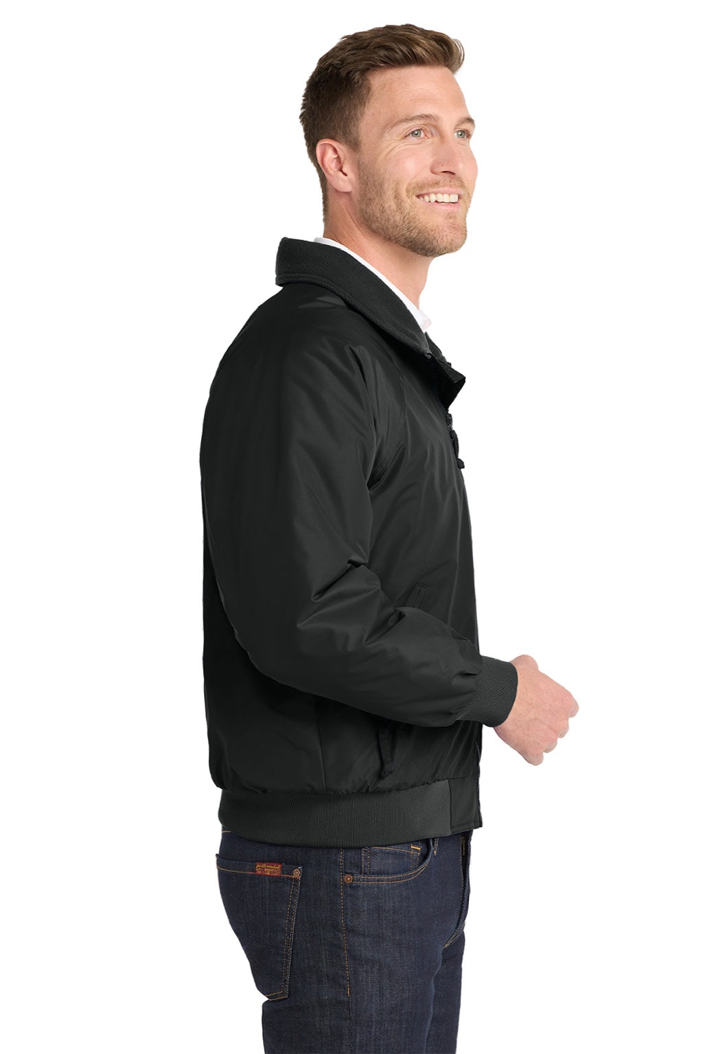 Port Authority J754/TLJ754 Mens Challenger Wind & Water Resistant Full Zip Jacket True Black Model Side
