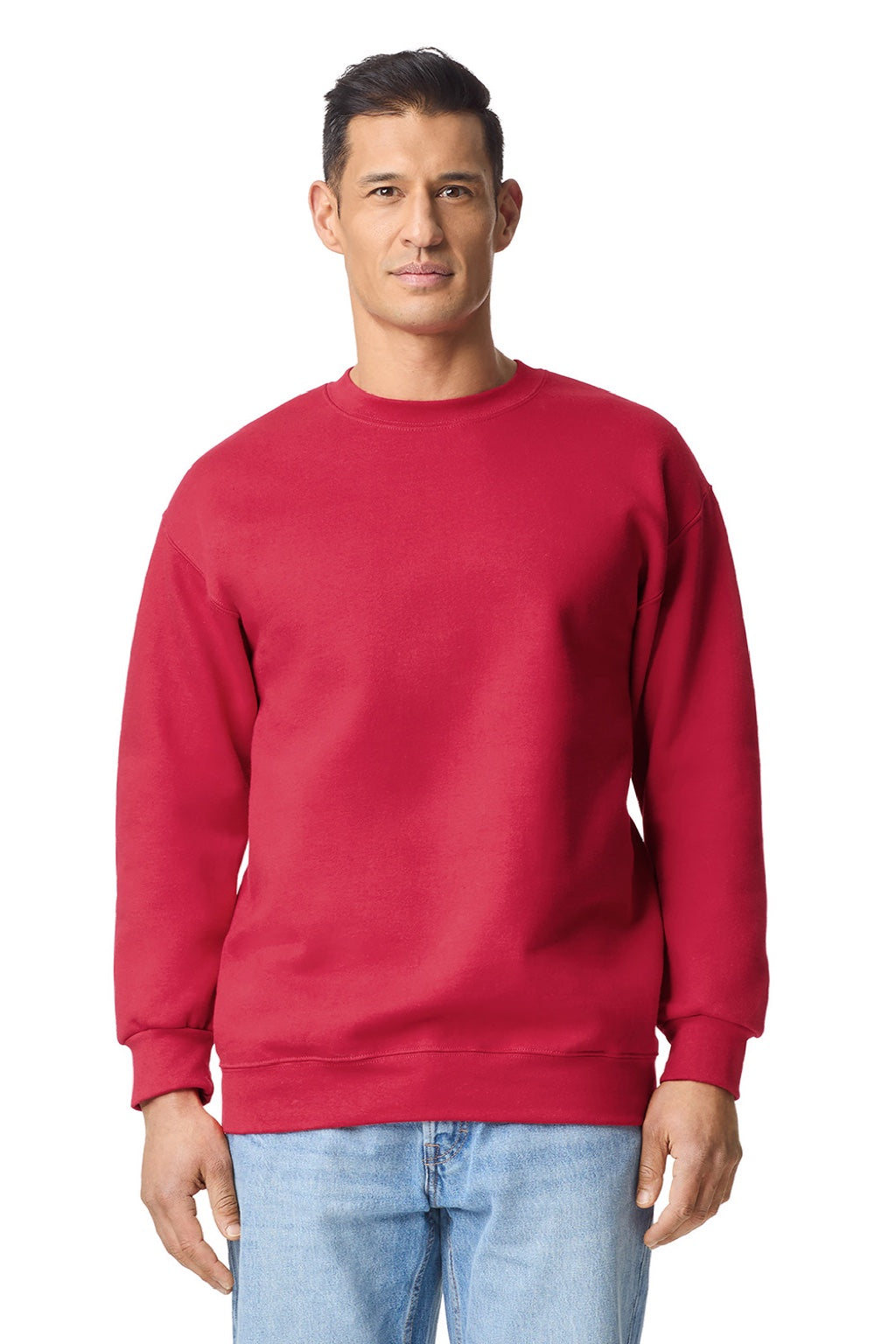 Gildan 19000 Mens Hammer Maxweight Crewneck Sweatshirt Cherry Red Model Front