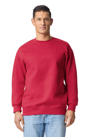 Gildan 19000 Mens Hammer Maxweight Crewneck Sweatshirt Cherry Red Model Front