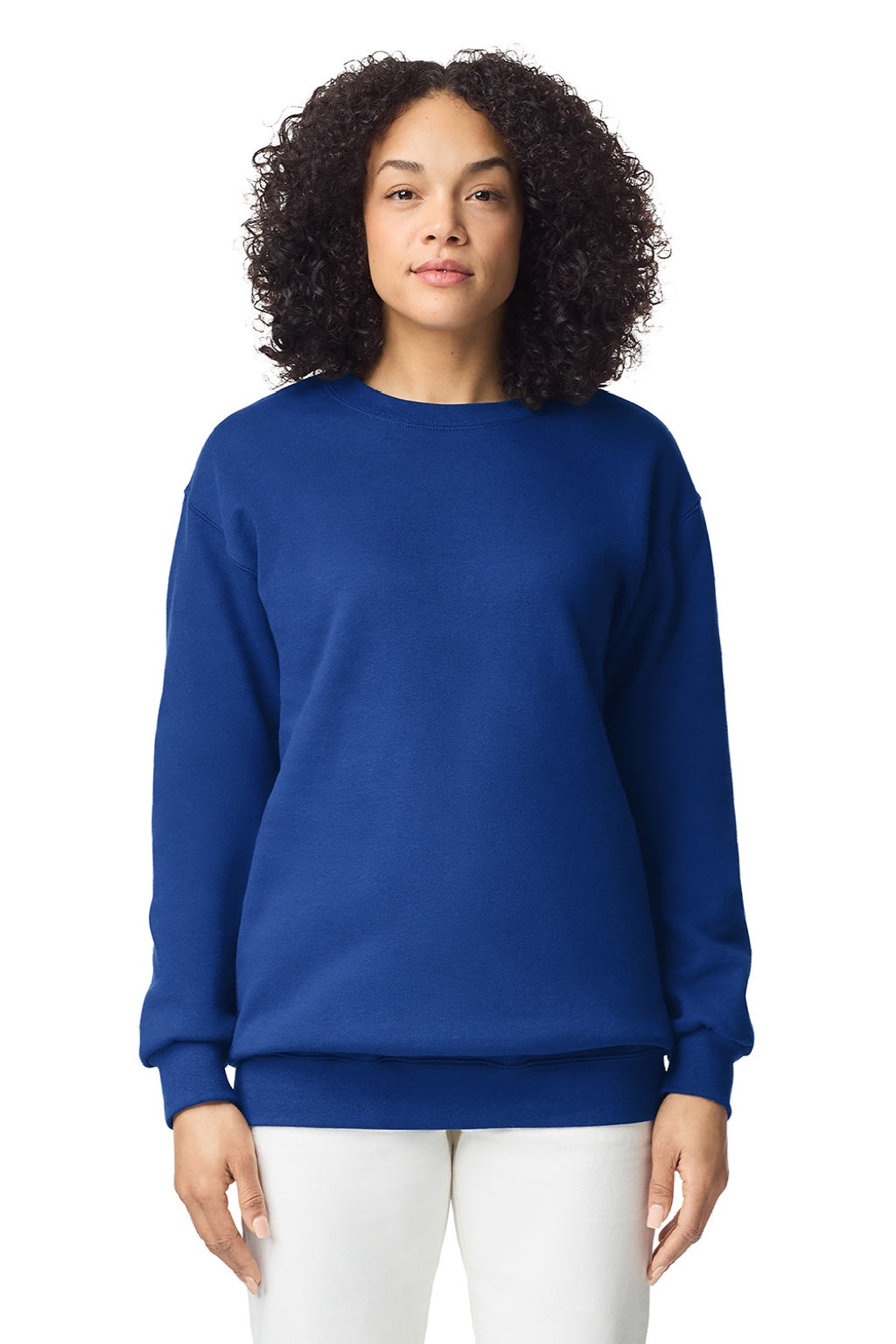 Gildan 19000 Mens Hammer Maxweight Crewneck Sweatshirt Deep Royal Blue Model Front