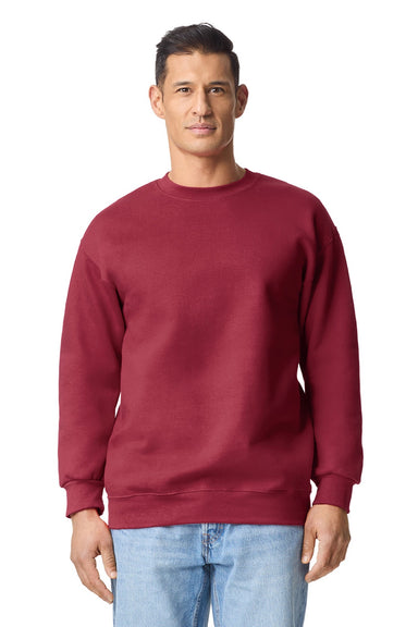 Gildan 19000 Mens Hammer Maxweight Crewneck Sweatshirt Garnet Red Model Front
