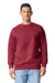 Gildan 19000 Mens Hammer Maxweight Crewneck Sweatshirt Garnet Red Model Front