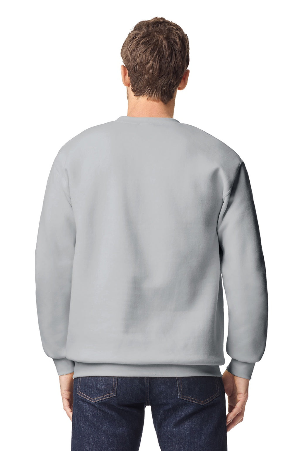 Gildan 19000 Mens Hammer Maxweight Crewneck Sweatshirt Gravel Grey Model Back