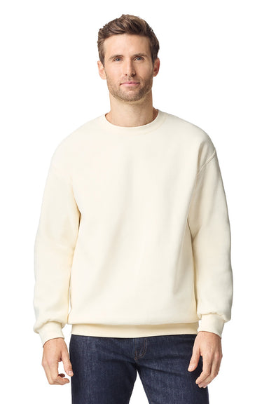 Gildan 19000 Mens Hammer Maxweight Crewneck Sweatshirt Off White Model Front