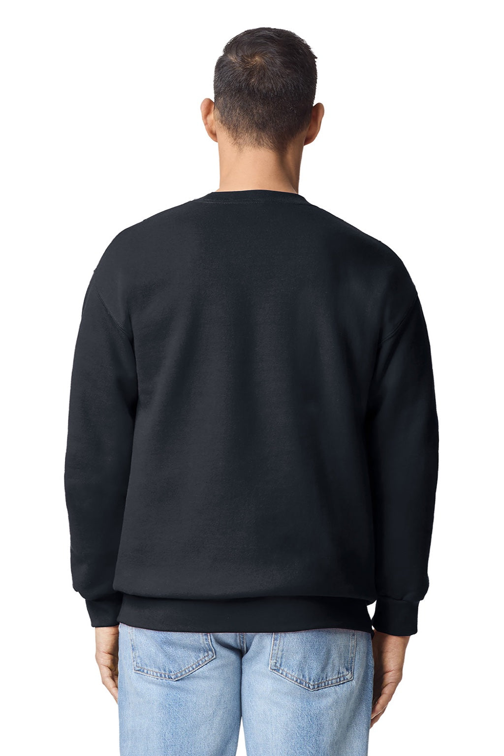 Gildan 19000 Mens Hammer Maxweight Crewneck Sweatshirt Pitch Black Model Back