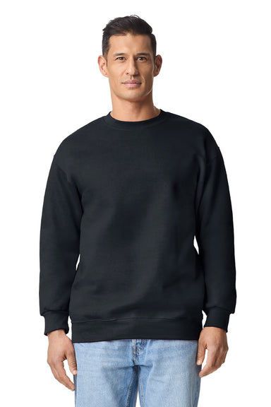 Gildan 19000 Mens Hammer Maxweight Crewneck Sweatshirt Pitch Black Model Front