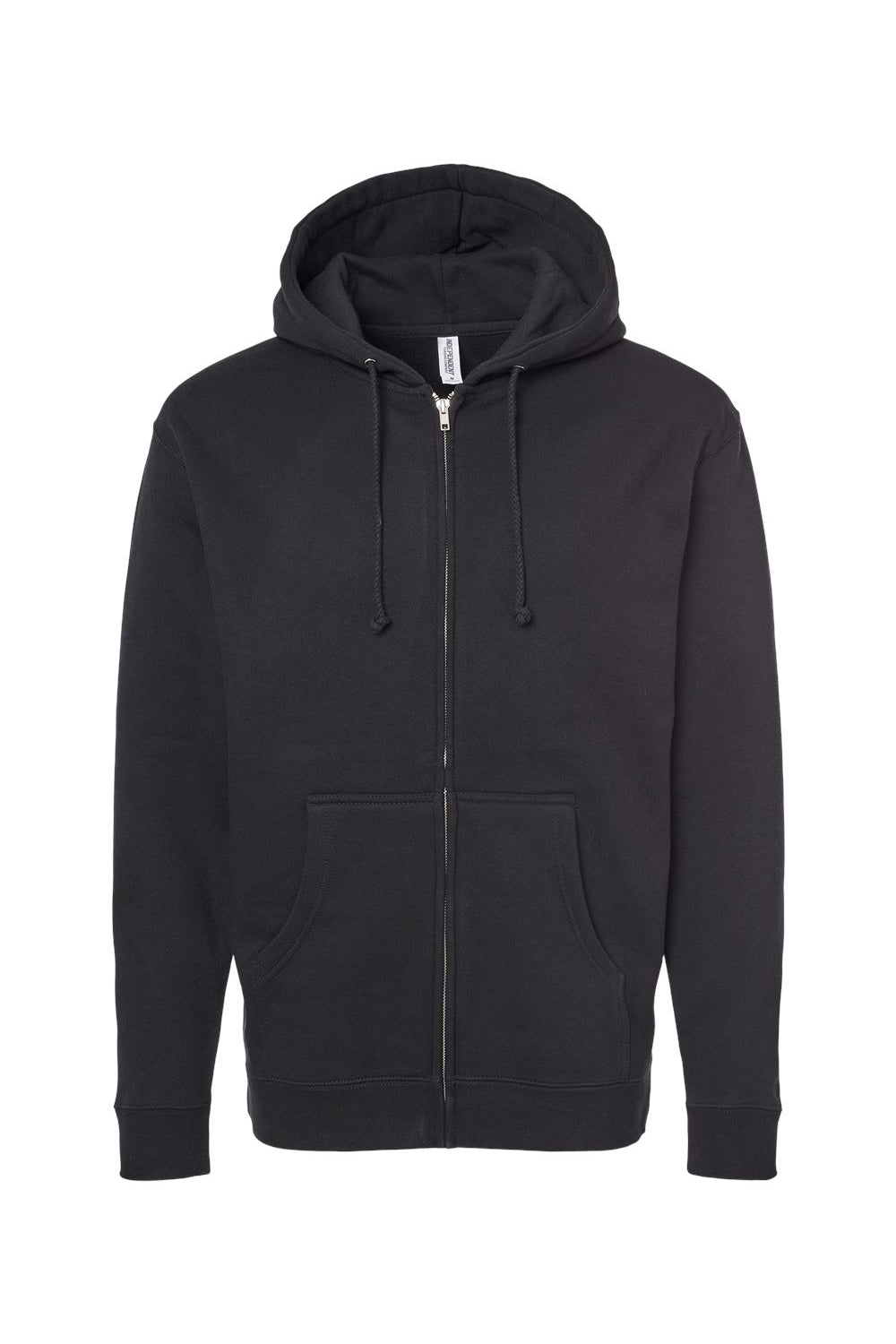 Independent Trading Company IND4000Z Mens Full Zip Hooded Sweatshirt Hoodie w/ Pockets Black Flat Front