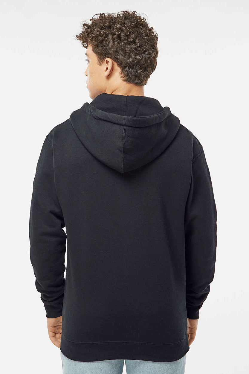Independent Trading Company IND4000Z Mens Full Zip Hooded Sweatshirt Hoodie w/ Pockets Black Model Back
