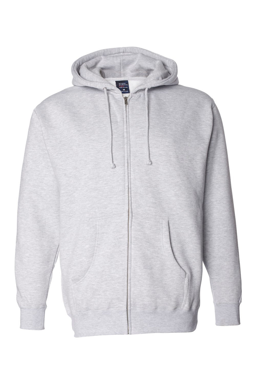 Independent Trading Company IND4000Z Mens Full Zip Hooded Sweatshirt Hoodie w/ Pockets Heather Grey Flat Front