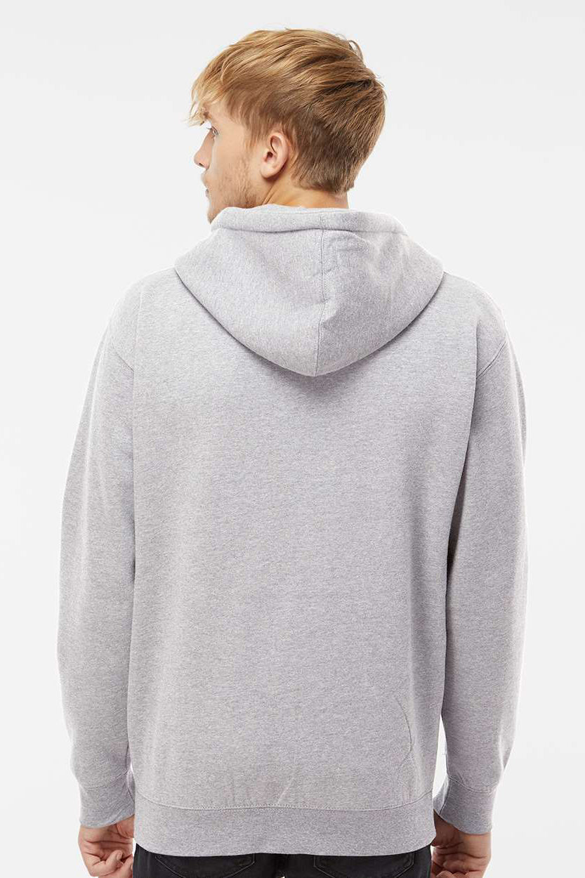 Independent Trading Company IND4000Z Mens Full Zip Hooded Sweatshirt Hoodie w/ Pockets Heather Grey Model Back