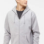 Independent Trading Company Mens Full Zip Hooded Sweatshirt Hoodie w/ Pockets - Heather Grey