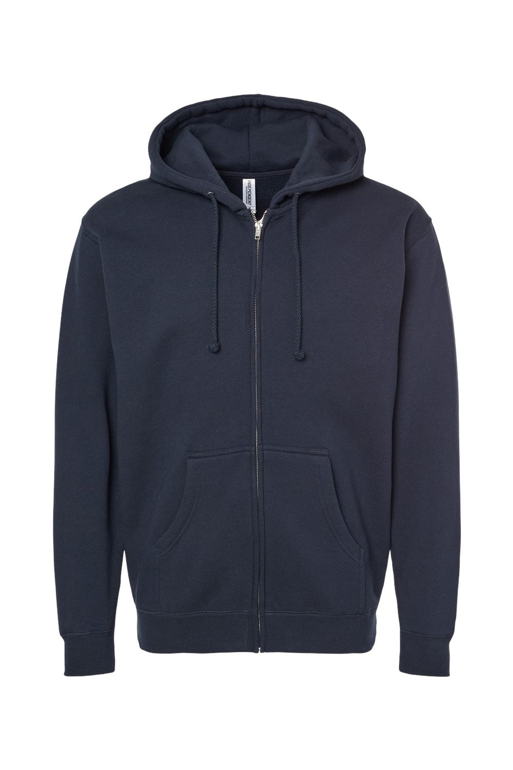 Independent Trading Company IND4000Z Mens Full Zip Hooded Sweatshirt Hoodie w/ Pockets Navy Blue Flat Front