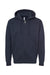 Independent Trading Company IND4000Z Mens Full Zip Hooded Sweatshirt Hoodie w/ Pockets Navy Blue Flat Front
