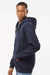 Independent Trading Company IND4000Z Mens Full Zip Hooded Sweatshirt Hoodie w/ Pockets Navy Blue Model Side