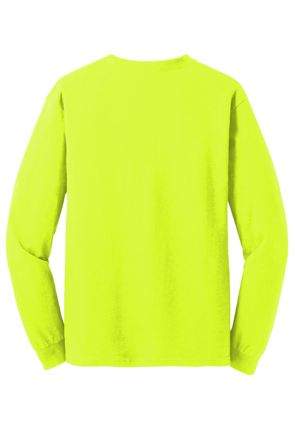 Gildan 5400 Mens Long Sleeve Crewneck T-Shirt Safety Green Flat Back