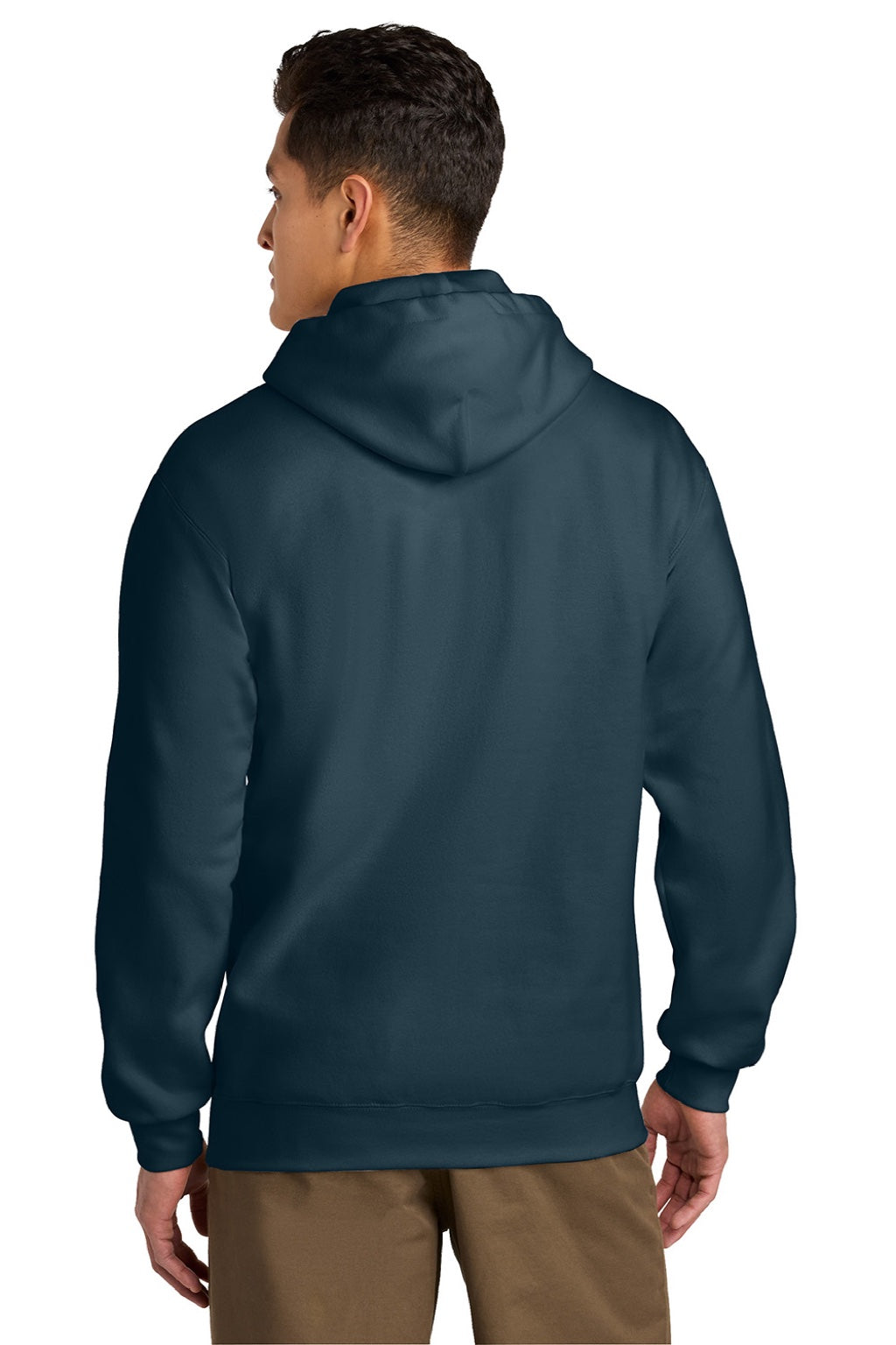 Gildan 19500 Mens Hammer Maxweight Hooded Sweatshirt Hoodie w/ Pouch Pocket Dusk Blue Model Back