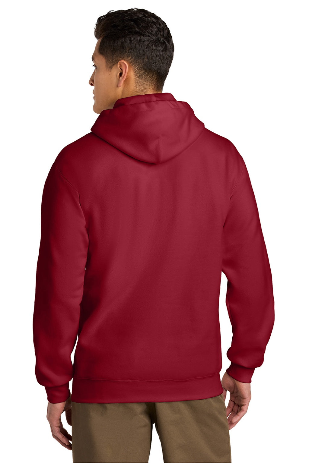 Gildan 19500 Mens Hammer Maxweight Hooded Sweatshirt Hoodie w/ Pouch Pocket Cherry Red Model Back