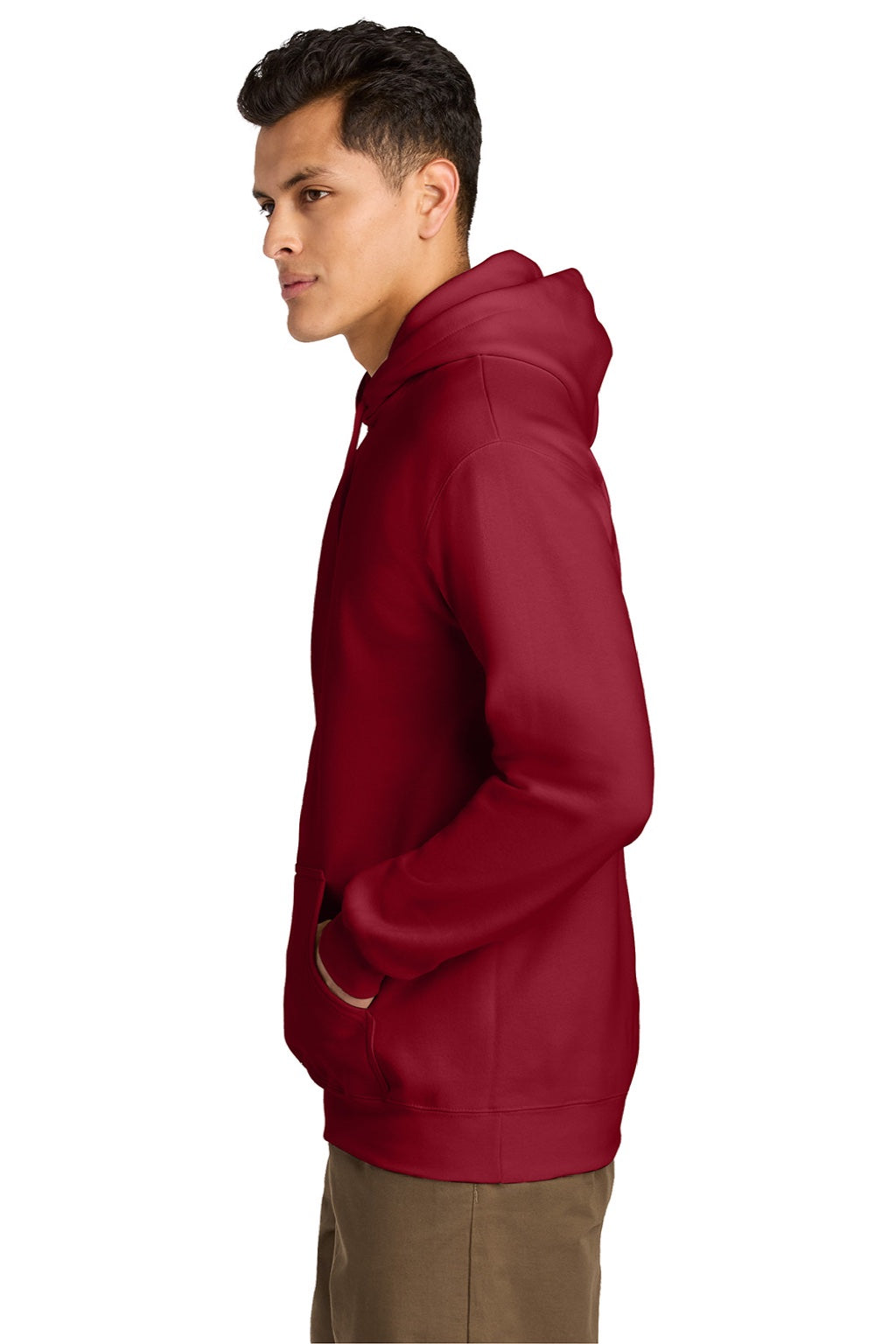 Gildan 19500 Mens Hammer Maxweight Hooded Sweatshirt Hoodie w/ Pouch Pocket Cherry Red Model Side